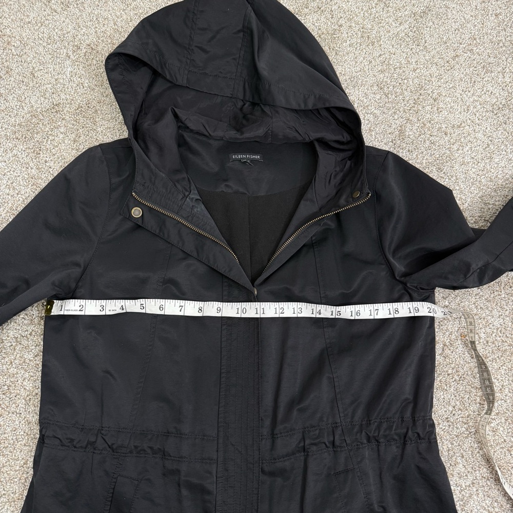 Eileen Fisher Black Organic Cotton Nylon Hooded Jacket - Picture 16 of 16